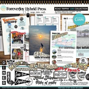 Road Trippin' Scrapbook Canva Templates: 6x8